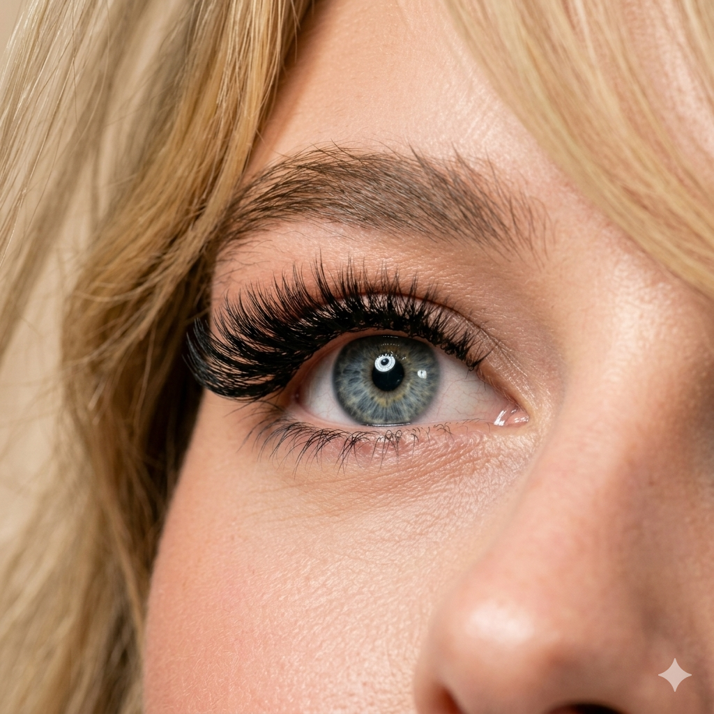 Lash extensions close up